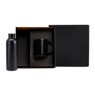 Kit Garrafa e Caneca - Preto - 2 pçs personalizada com logo