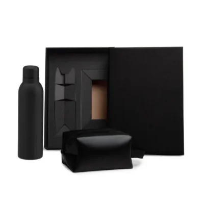 Kit Garrafa e Necessaire - Preto - 2 pçs personalizada com logo