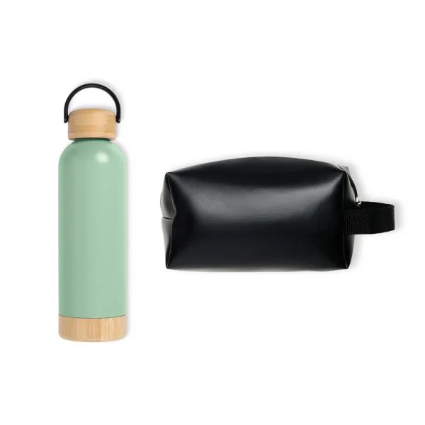 Kit Garrafa e Necessaire - Verde e Preto - 2 pçs personalizada com logo - imagem 3