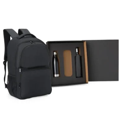 Kit Mochila, Guarda-chuva e Garrafa - 3 pçs personalizada com logo