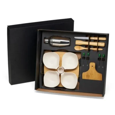 Kit para Caipirinha com Petisqueira em Bambu e Madeira