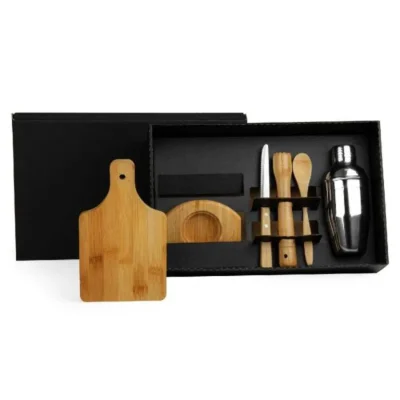 Kit para Caipirinha em Bambu e Madeira Kit com tábua
