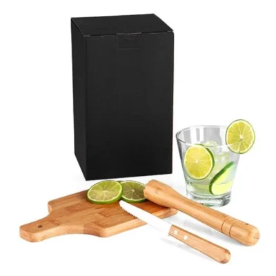 Kit para Caipirinha em Bambu e Madeira Ibiza - 0,35L - 4 pçs