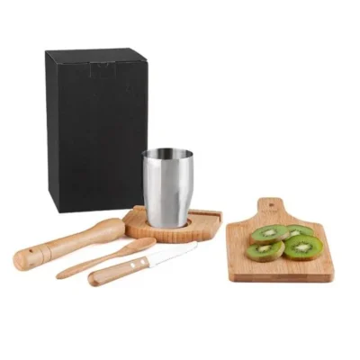 Kit para Caipirinha em Bambu e Madeira Ibiza - 0,35L - 6 pçs