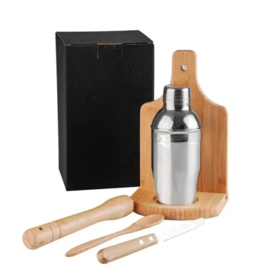 Kit para Caipirinha em Bambu e Madeira Ibiza Kit por seis acessórios