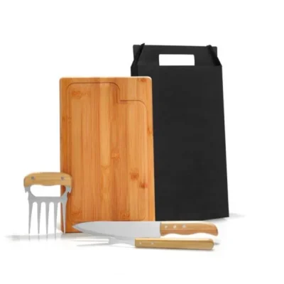 Kit para Churrasco em Bambu e Madeira e Inox - 4