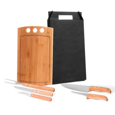Conjunto para Churrasco e Cozinha em Bambu e Madeira /