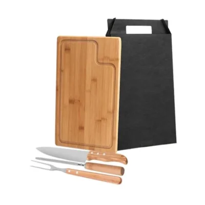 Conjunto para Churrasco em Bambu e Madeira e Inox Texas