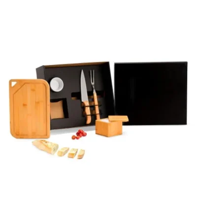 Kit para Churrasco em Bambu e Madeira e Inox - 5 pçs