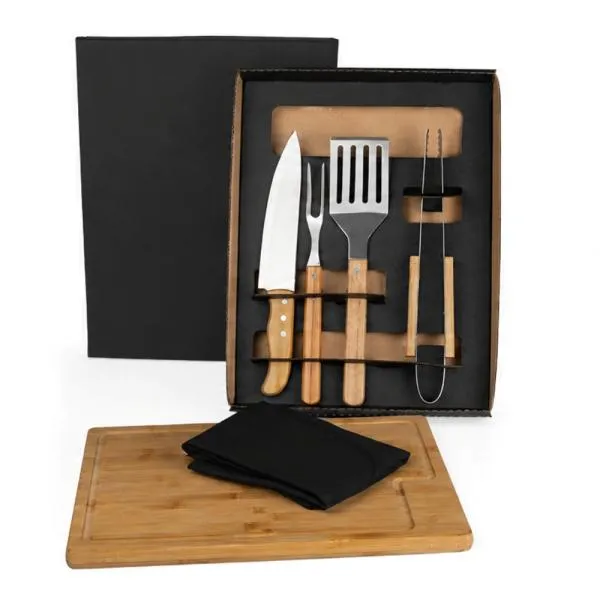 Kit para Churrasco e Hambúrguer com Pegador e Espátula - 6 pçs