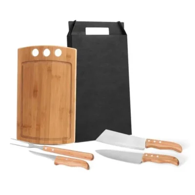 Conjunto para Churrasco e Cozinha em Bambu e Madeira /
