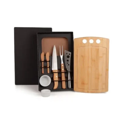Conjunto para Churrasco e Petisco em Bambu e Madeira /