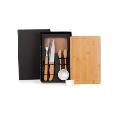Conjunto para Churrasco e Petisco em Bambu e Madeira /