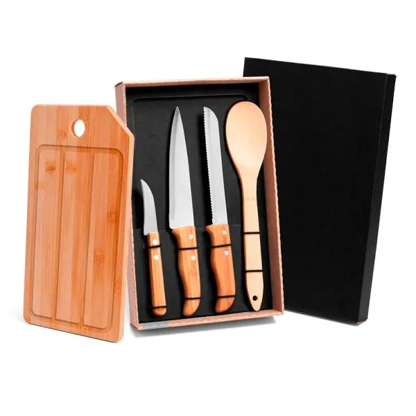 Kit para Cozinha e Pão em Bambu e Inox- 5 pçs - imagem 2