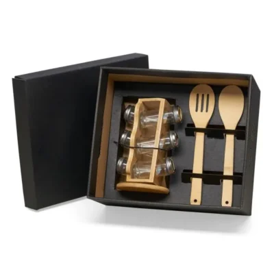 Kit Porta Condimentos e Colheres - 3 Peças