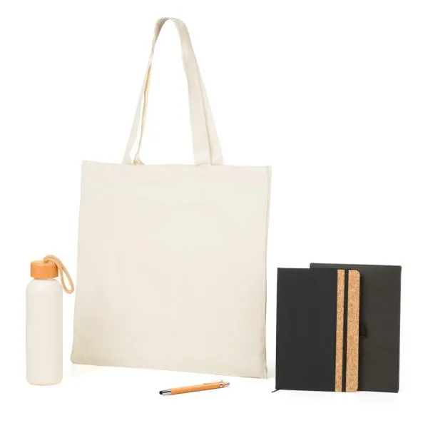 Kit Sacola, Garrafa, Caderno e Caneta - 4 pçs personalizada com logo