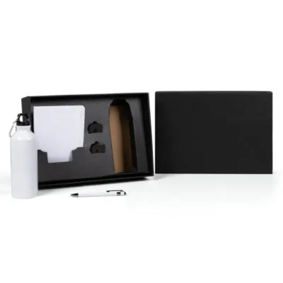 Kit Squeeze, Caderneta e Caneta - Branco - 3 pçs personalizado com logo