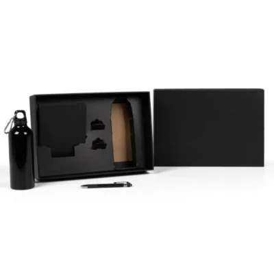 Kit Squeeze, Caderneta e Caneta - Preto - 3 pçs personalizado com logo