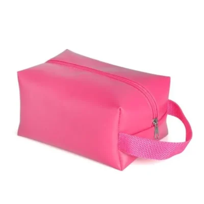Necessaire com Alça em Material Sintético - Rosa personalizada com logo