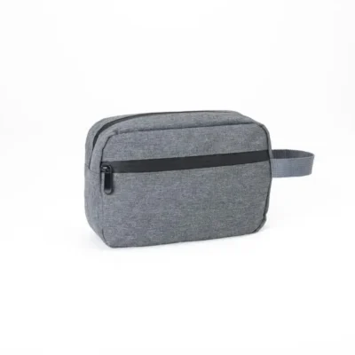 Necessaire em Poliester 300d - Melange Cinza personalizada com logo